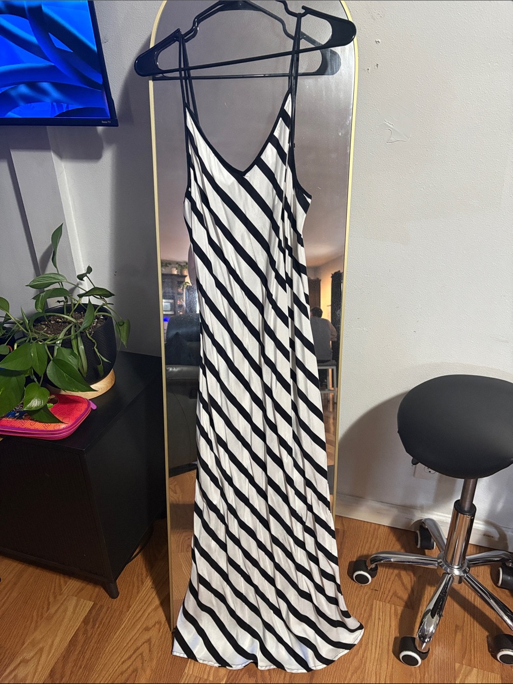 Black and White Striped Slip Dress